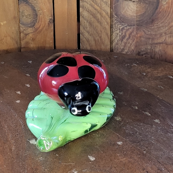 Other - Glass Ladybug on Leaf Figurine